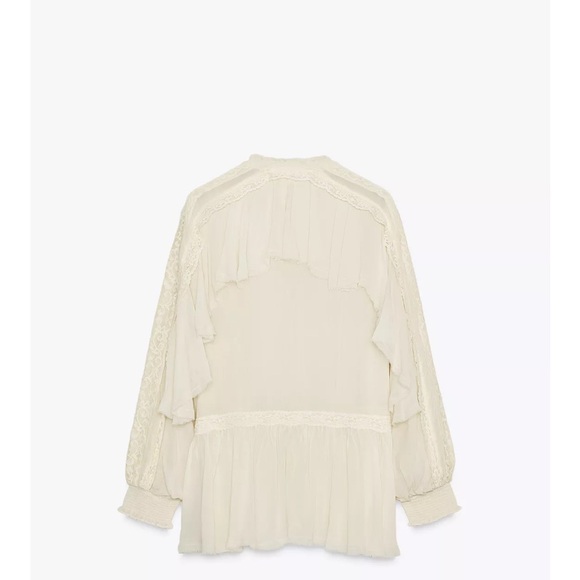 ZARA ZW COLLECTION LACE RUFFLE BLOUSE - Picture 7 of 10